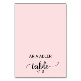 Blush Pink Simple Calligraphy Escort-Platzkarten Tischnummer