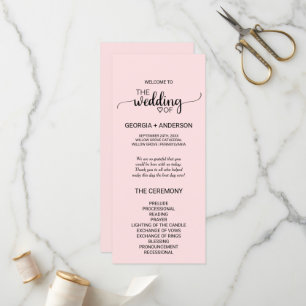 Blush Pink Simple Calligraphy Wedding Program Programm