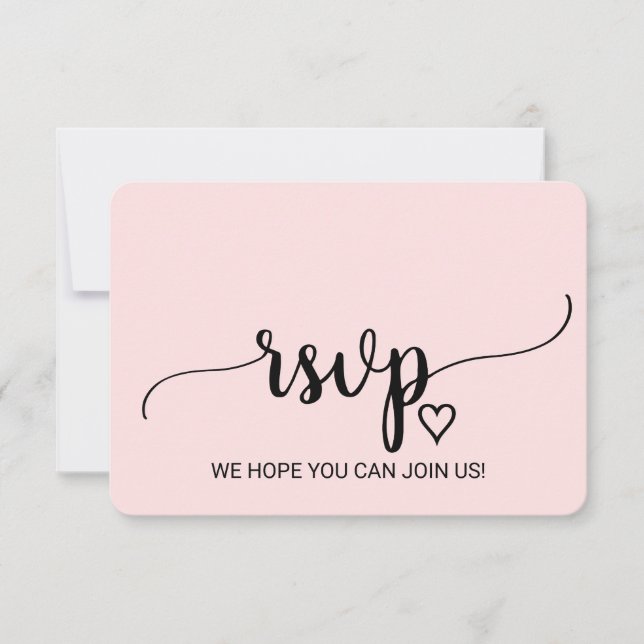 Blush Pink Simple Calligraphy Wedding Website UAWG RSVP Karte (Vorderseite)