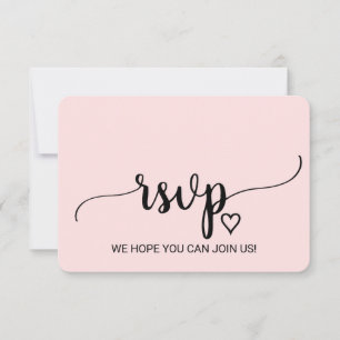 Blush Pink Simple Calligraphy Wedding Website UAWG RSVP Karte