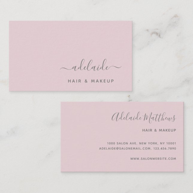 Blush Pink Simple Chair Stylist Makeup Artist Visitenkarte (Vorne/Hinten)