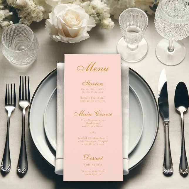 Blush Pink Simple Elegant Script Calligraphy Menükarte (Von Creator hochgeladen)