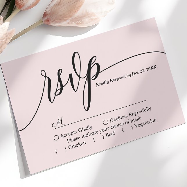 Blush Pink Simple Script Wedding RSVP Card (Von Creator hochgeladen)