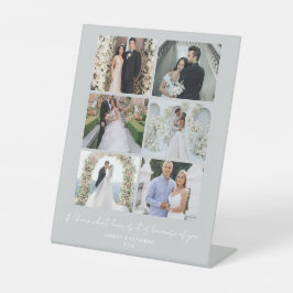 Blush Pink Slate Grey Valentine Rose Wedding Photo Sockelschild