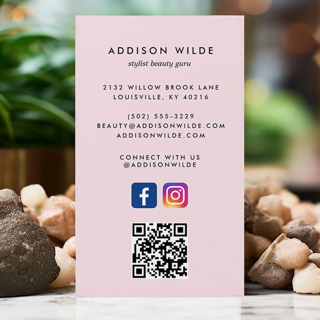 Blush Pink Social Media Instagramm Facebook QR Cod Visitenkarte (Von Creator hochgeladen)