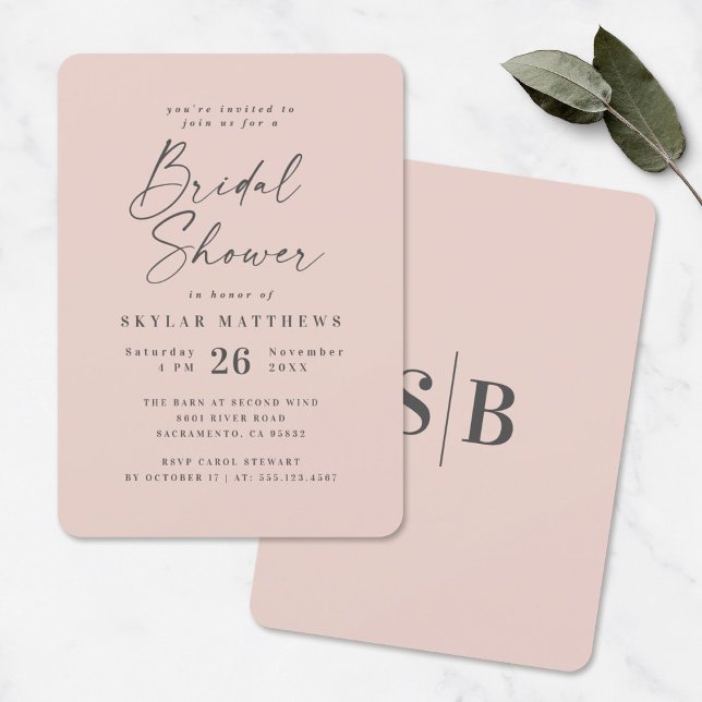 Blush Pink Solid Color Bridal Shower Einladung (Von Creator hochgeladen)