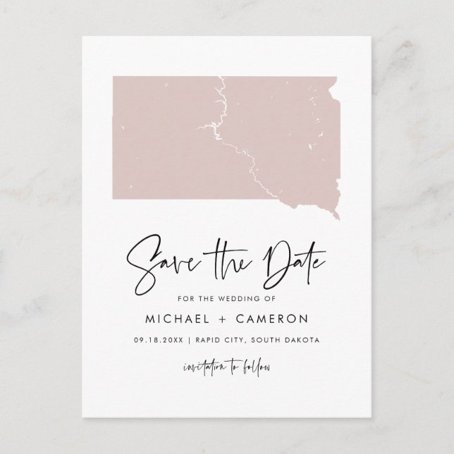 Blush Pink South Dakota Karte Save the Date (Vorderseite)