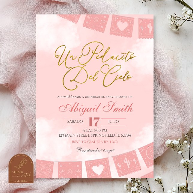 Blush Pink Spanish piece of heaven baby shower Einladung (Von Creator hochgeladen)