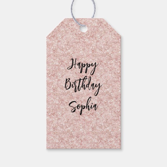 Blush Pink Sparkle Glitter Birthday Geschenkanhänger (Vorderseite)