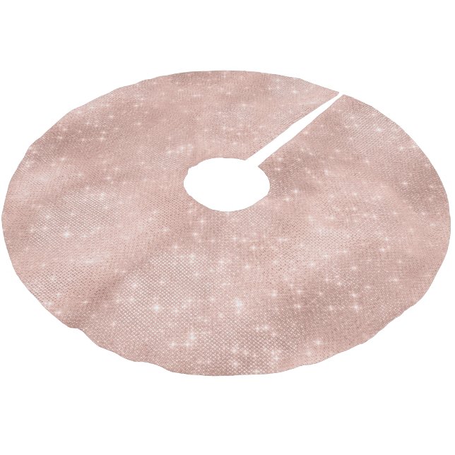 Blush Pink Sparkle Polyester Weihnachtsbaumdecke (Schrägansicht)