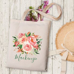 Blush Pink Spring Floral Bouquet Tragetasche