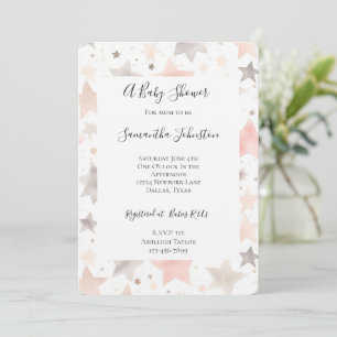 Blush Pink Stars Babydusche Einladung