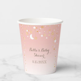 Blush Pink Stars Moon Babydusche Pappbecher