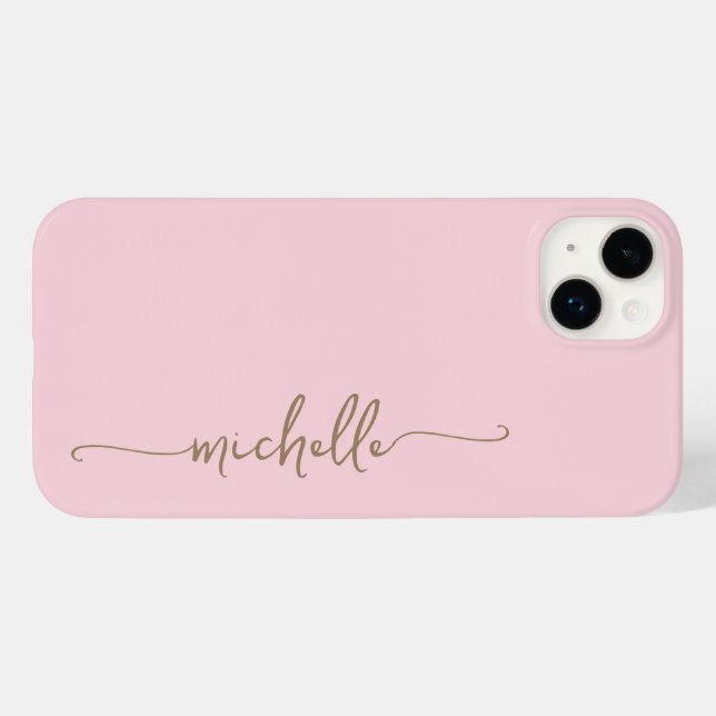 Blush Pink Stilvolle Girly Minimal Gold Name Scrip Case-Mate iPhone Hülle (Rückseite (Horizontal))