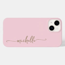 Blush Pink Stilvolle Girly Minimal Gold Name Scrip Case-Mate iPhone 14 Hülle