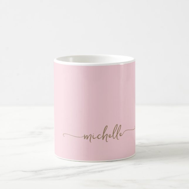 Blush Pink Stilvolle Gold Monogram Signature Scrip Kaffeetasse (Mittel)