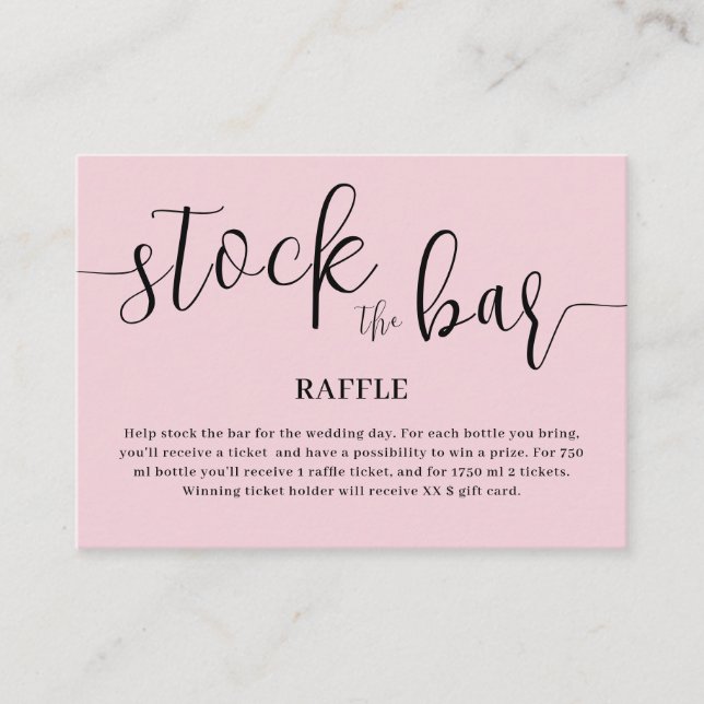 Blush Pink Stock the bar Bridal Shower  Begleitkarte (Vorderseite)