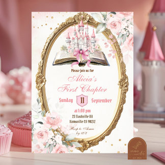 Blush Pink Storybook Prinzessin 1. Geburtstag Einladung