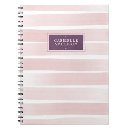 Blush Pink Streifen Lila Name Personalisiert Notizblock
