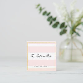 Blush Pink Streifen Vintag Store Business Card Quadratische Visitenkarte