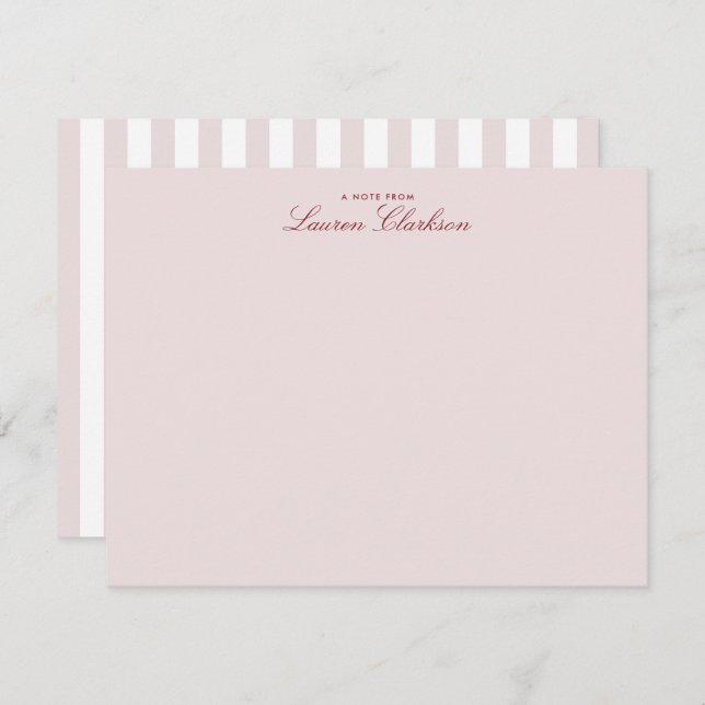 Blush Pink Strip Moderne Stationery Note Card Einladung (Vorne/Hinten)