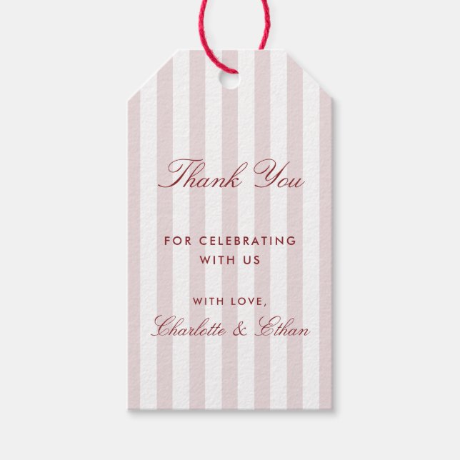 Blush Pink Striped Wedding Danke, dass Sie das Ges Geschenkanhänger (Vorderseite)