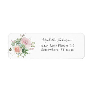 Blush Pink & Succulous Floral Rücksendeadresse Eti