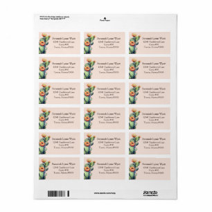 Blush Pink Südwest Floral Cactus Desert Theme Adressaufkleber