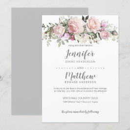 Blush Pink Sweetheart Rose Bouquet Wedding Einladung