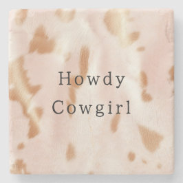 Blush Pink Tan Südwest Imitats Cowgirl Cowhide Steinuntersetzer