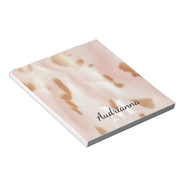 Blush Pink Tan Südwest Imitats Cowhide Cowgirl Notizblock (angewinkelt)