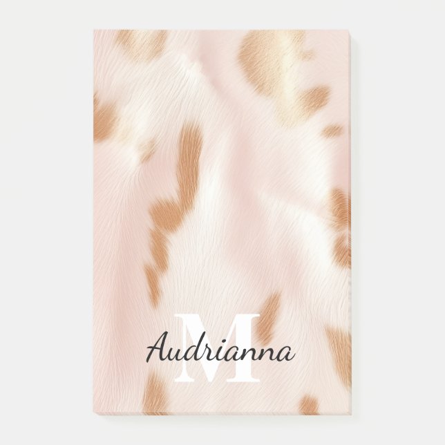 Blush Pink Tan Südwest Imitats Cowhide Cowgirl Post-it Klebezettel (Vorderseite)