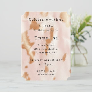 Blush Pink Tan Südwest Imitats Cowhide Geburtstag Einladung