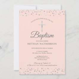 Blush Pink Taufe Christening Silberherzen Save The Date