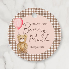Blush Pink Teddy Bear Baby Dusche Danke Geschenkanhänger