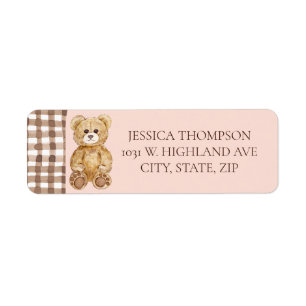 Blush Pink Teddy Bear Baby Dusche Rücksendeadresse