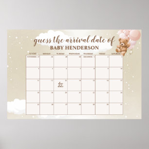 Blush Pink Teddy Bear rät den Fälligkeitskalender Poster