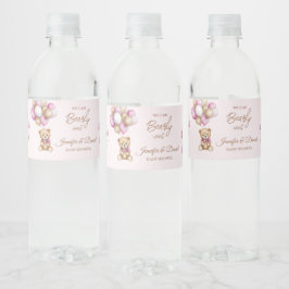 Blush Pink Teddy Girl Babydusche Wasserflaschenetikett