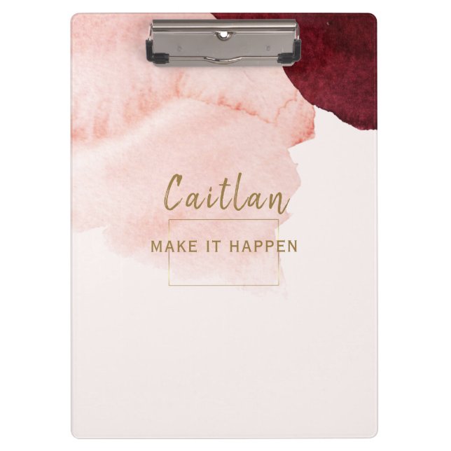 Blush Pink Terra Cotta Abstrakt Mit Monogramm Klemmbrett (Vorderseite)