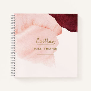 Blush Pink Terra Cotta Abstrakt Mit Monogramm Notizbuch