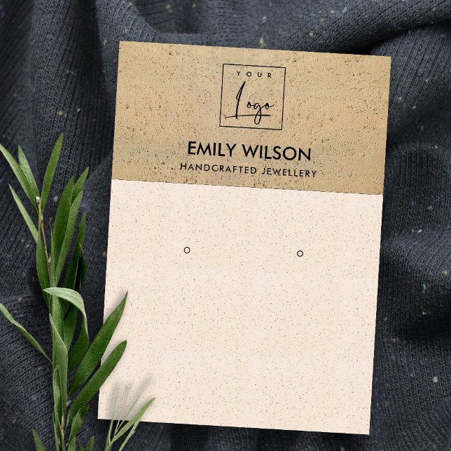 BLUSH PINK TERRACOTTA TEXTURE LOGO EARRING DISPLAP VISITENKARTE (Von Creator hochgeladen)