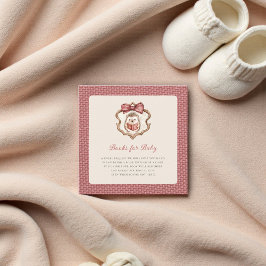 Blush Pink Textured Hedgehog Baby Shower Book Begleitkarte