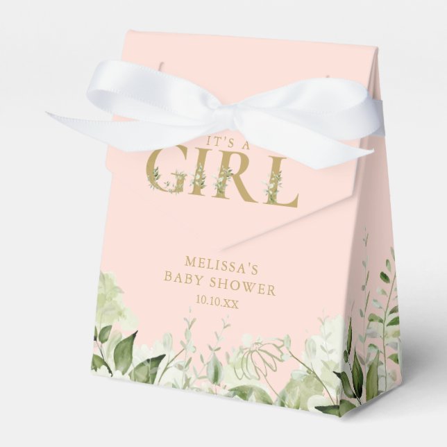 Blush Pink The A Girl Greenerity Gold Baby Dusche Geschenkschachtel (Vorderseite)
