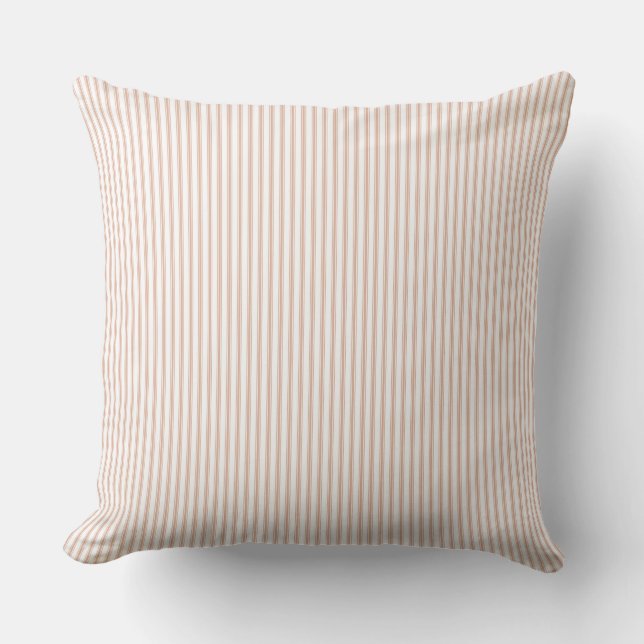 Blush Pink Ticking Strip Kissen (Vorderseite)