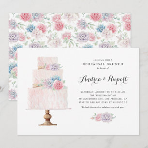 Blush Pink Tiered Cake Succules Probe Brunch Einladung