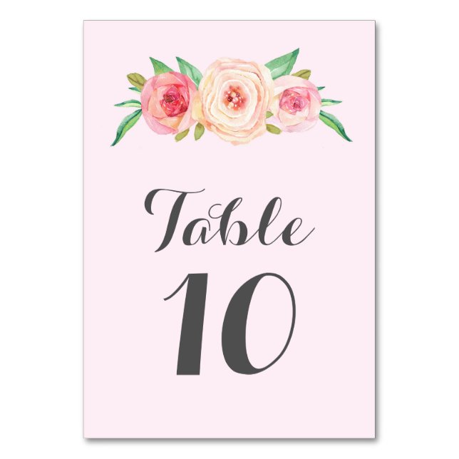 Blush Pink Tischnummer Cards (Vorderseite)