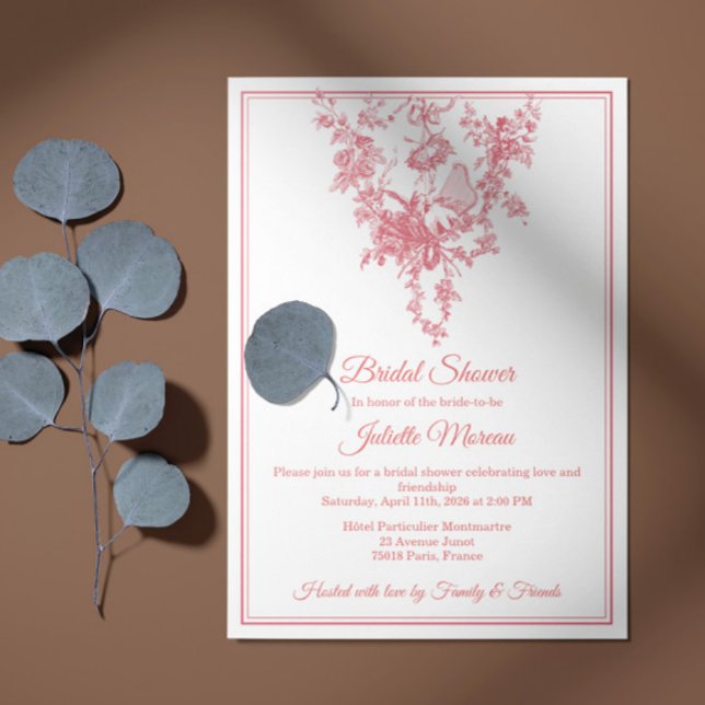 Blush Pink Toile de Jouy Bridal Shower Invitation Einladung (Von Creator hochgeladen)