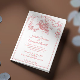 Blush Pink Toile de Jouy Paris Wedding Invitation Einladung