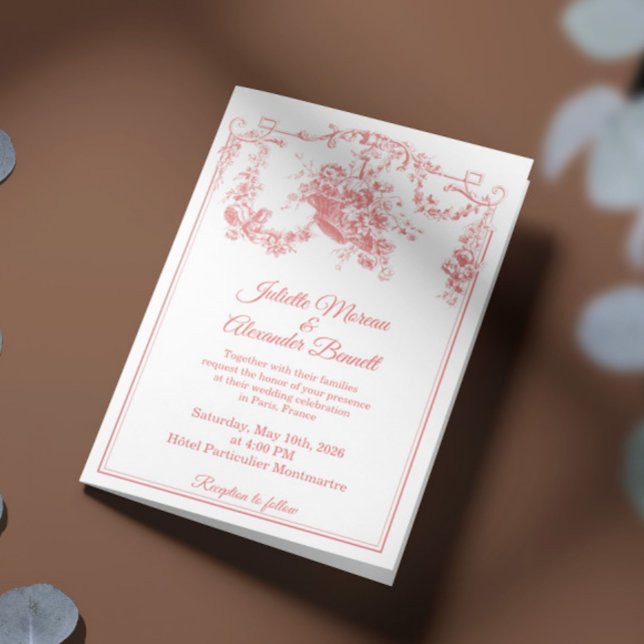 Blush Pink Toile de Jouy Paris Wedding Invitation Einladung (Von Creator hochgeladen)