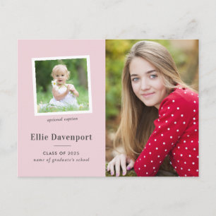 Blush Pink Traditioneller Abschluss mit zwei Fotos Postkarte